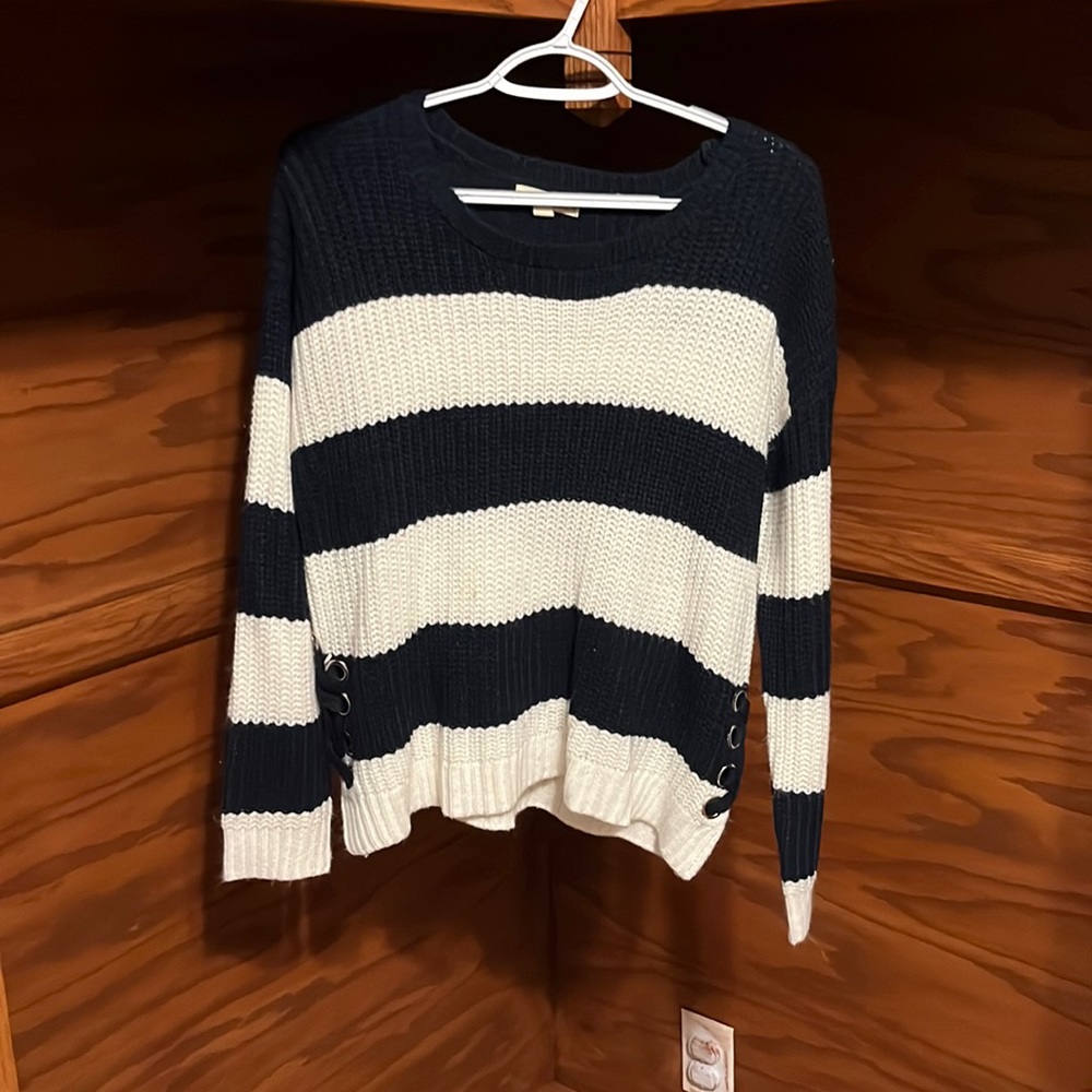 Navy Blue and White striped sweater